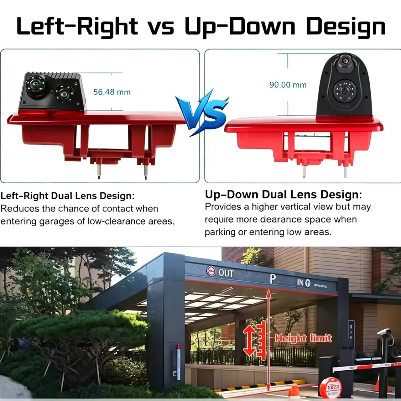 AHD1080P Brake Light Reversing Camera with Dual Split Screen Monitor for Renault Trafic,Vauxhall Vivaro,Nissan NV300 Van 2014+ view 6