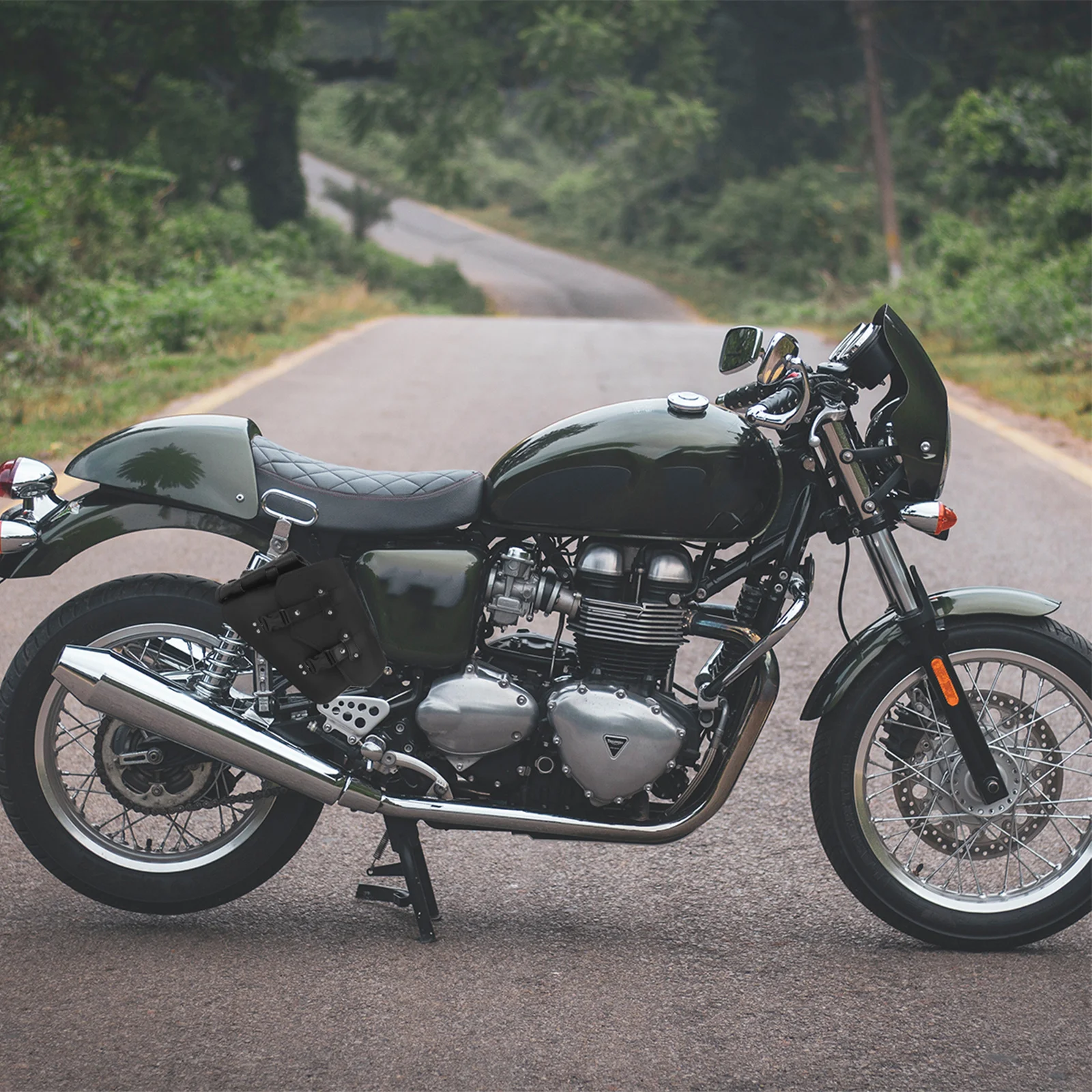 1 قطعة دراجة نارية الجانب حقيبة بولي Motorbike دراجة نارية حقيبة أدوات سعة كبيرة الإفراج السريع مشبك الجانب الأيمن Swingarm تخزين السرج الأسود