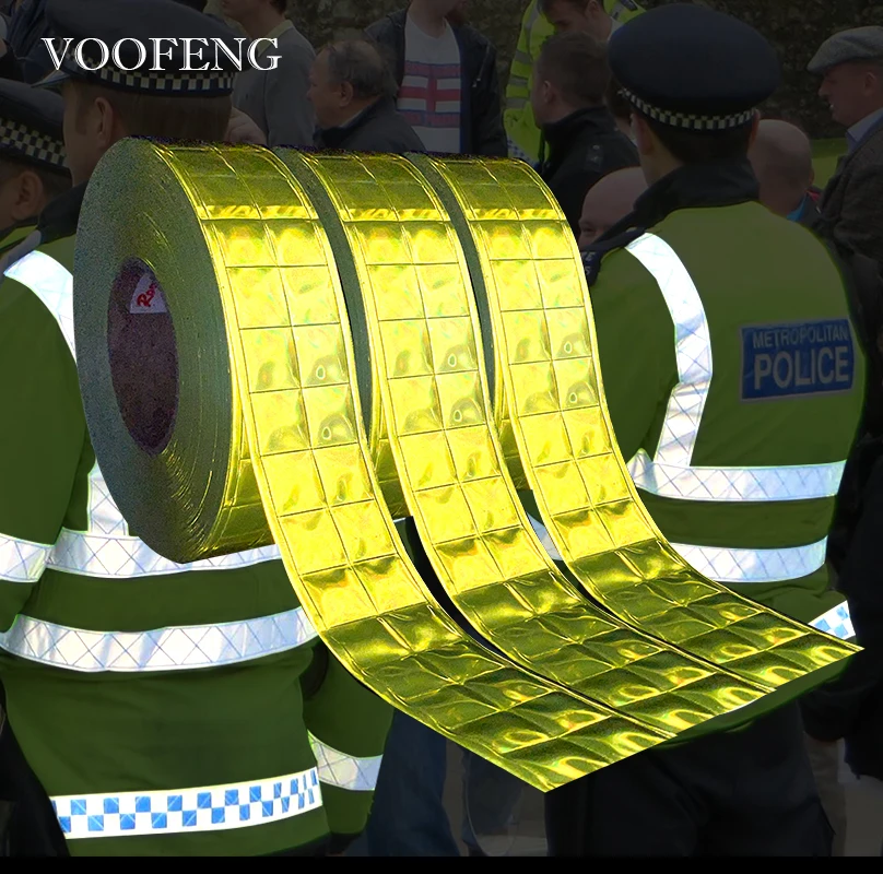 VOOFENG-Xadrez de Alta Visibilidade Reflective PVC Tape, Micro Reflective Warning Tape, Costura no Saco de Roupas, 5cm Largura