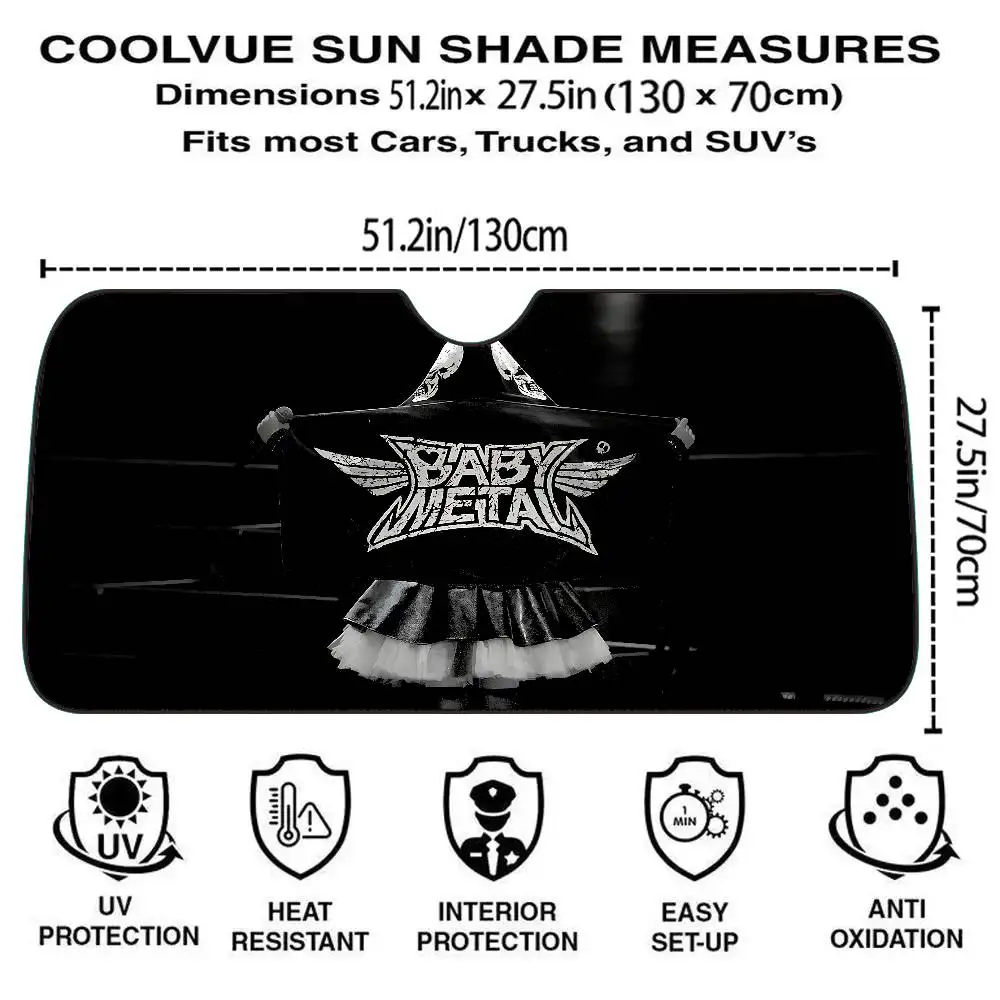 Band B-BABYMETAL Car Sunshade Curtains Sunshade Car Window Windscreen Cover Sun Shade Auto Sun Visor Car-covers