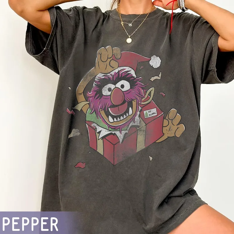 قميص ديزني القطيفة على شكل حيوانات عيد الميلاد، هدية مضحكة على شكل حيوان سيئة، كاجوال من القطن الخالص الموسمي مناسب لكل من الرجال والنساء