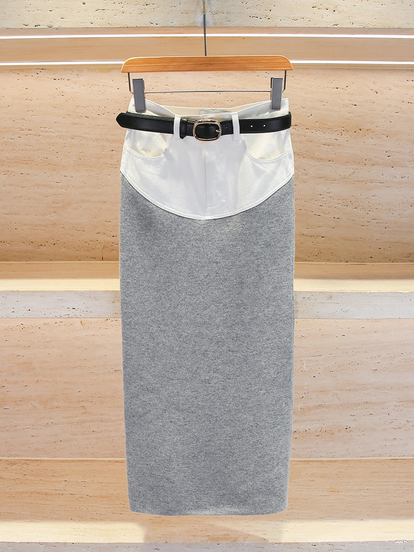 

High-End Women's Knitted Skirt Fall 2025 Versatile Sli Wrap around Design French Sle Commute Appropriate A-Line Skirt