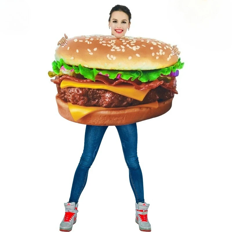 Halloween French Fries Costume Adults Jumpsuit Hamburger Cosplay Outfit Funny Food Party Dress Up Fast Food Performance Comedy view 5