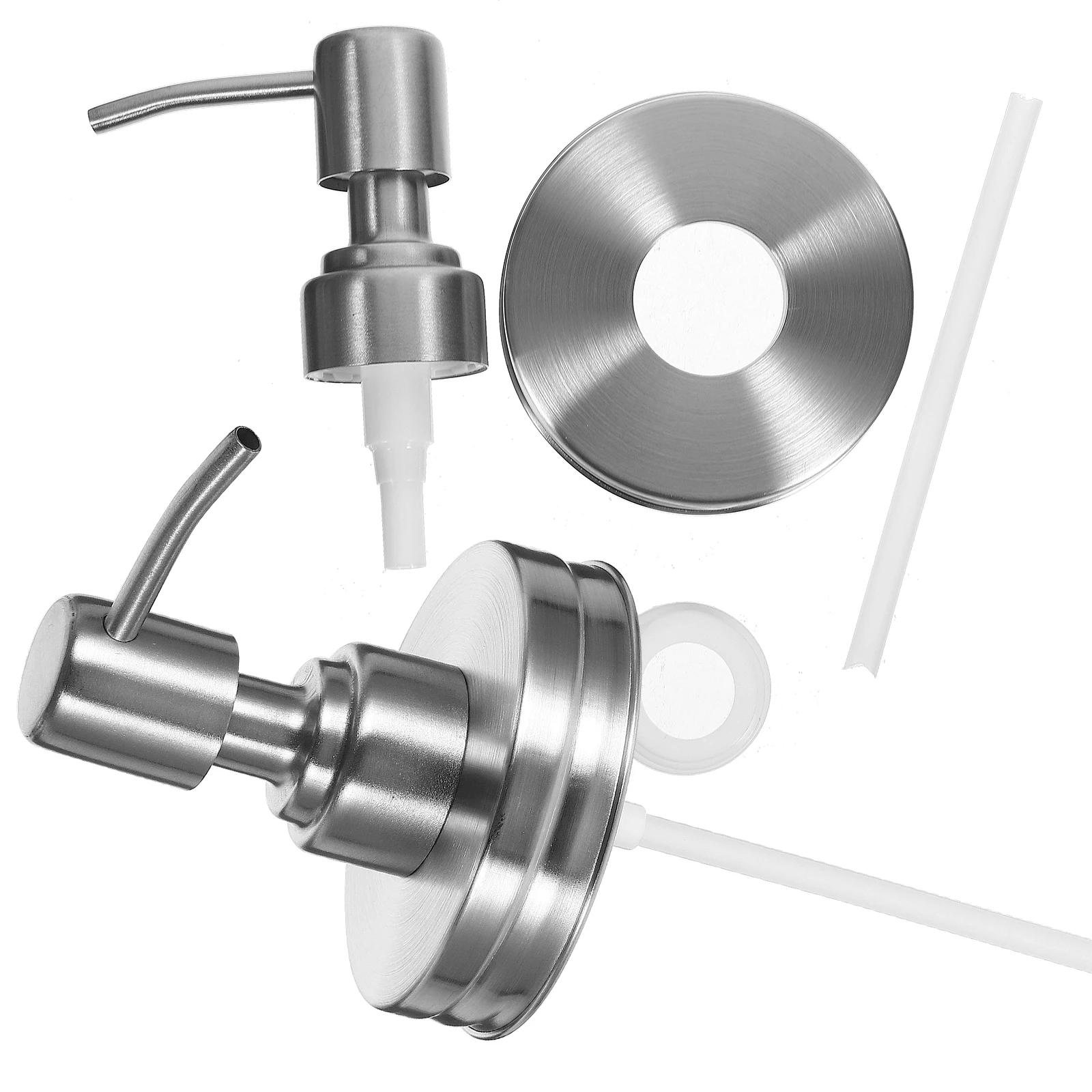 

2Pcs Replaceable Jar Pump Lid Stainless Steel Dispenser Cap for Soap Lotion Shampoo Wide Mouth Bottle Canning Lid