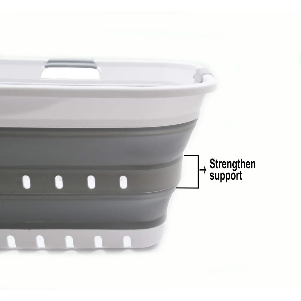 Cesta de lavanderia dobrável de 42L (11 galões) - Recipiente/organizador de armazenamento dobrável - Cesto/cesta que economiza espaço