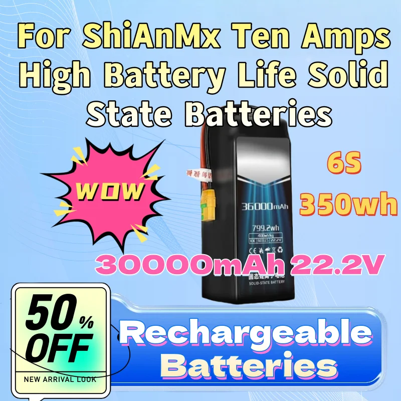

High-Quality New Rechargeable Battery 30000mAh 22.2V 6S 350wh for ShiAnMx Ten Amps High Battery Life Solid State Batteries