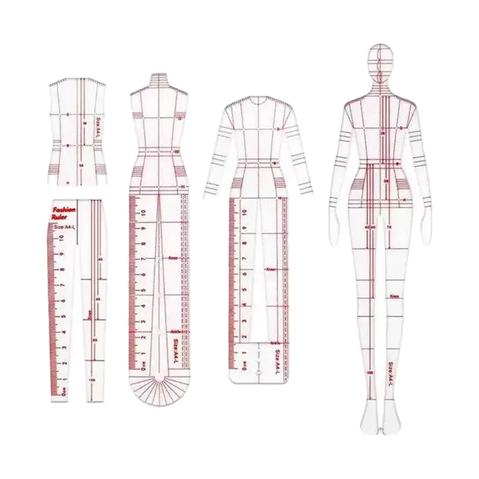 Règles d'illustration de mode, modèle de dessin d'illustration, modèle de modèles pour la couture de proximité, vêtements de créateurs, nouveau, 4 pièces