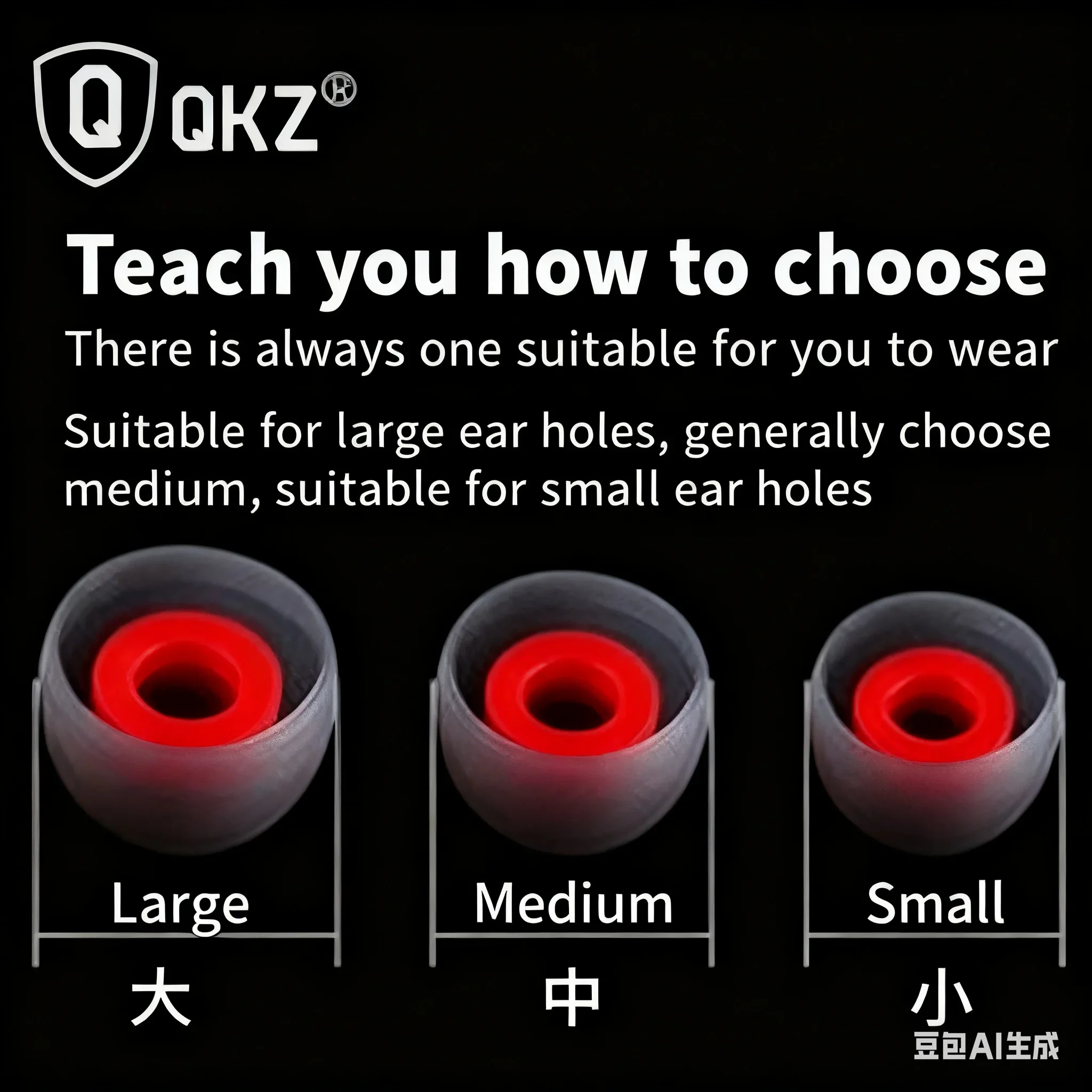 จุกหูฟังซิลิโคน QKZ/Tingsheng แบบสองสี อุปกรณ์เสริมสำหรับหูฟัง