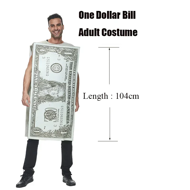 EE01 2024 Женщины Деньги Хэллоуин Косплей Мужчины Один доллар Билл Костюм для взрослых Io0!