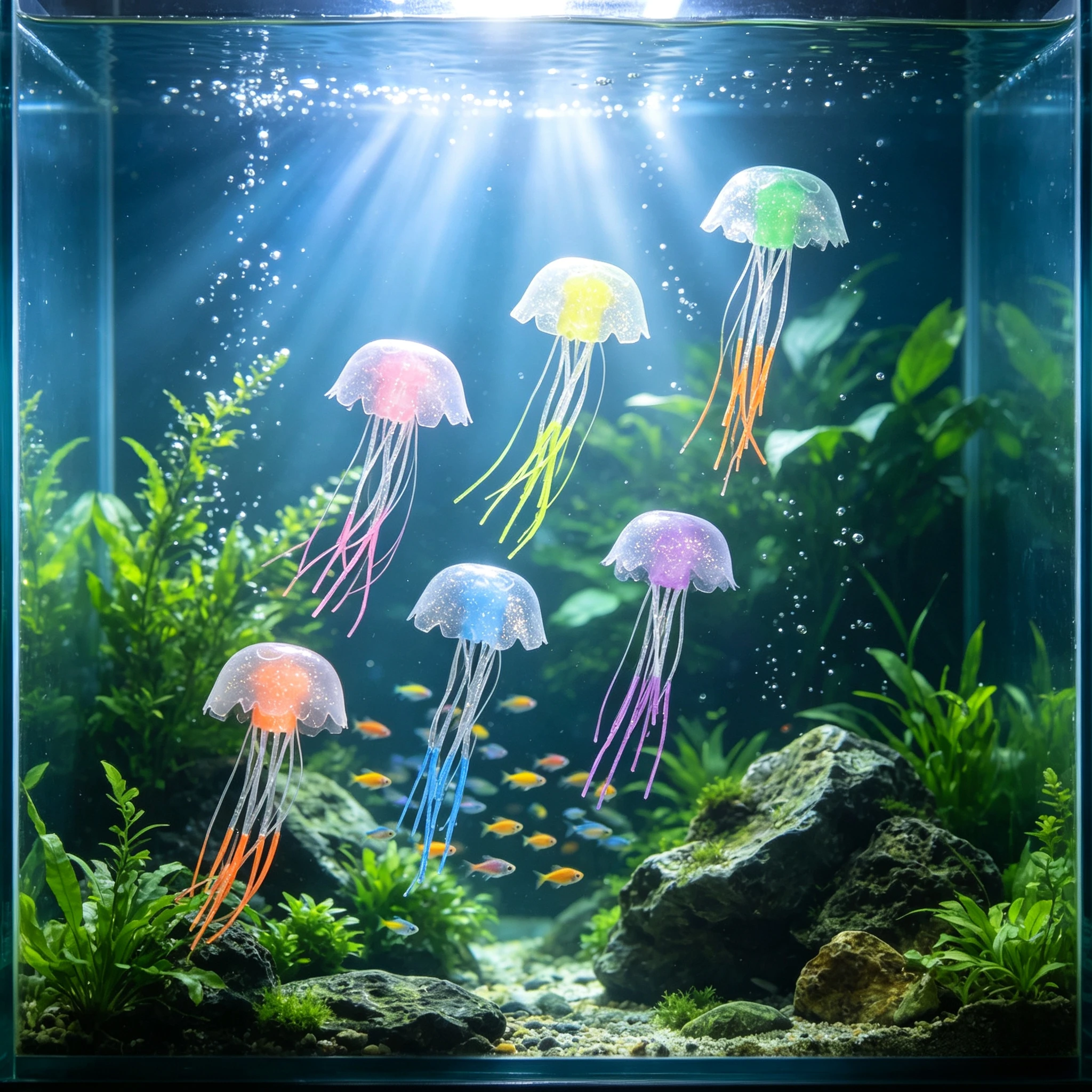 Simulated Jellyfish Landscape Mini Aquarium Decor, Fish Tank Silicone Aquarium Light Decor, Fish Toy