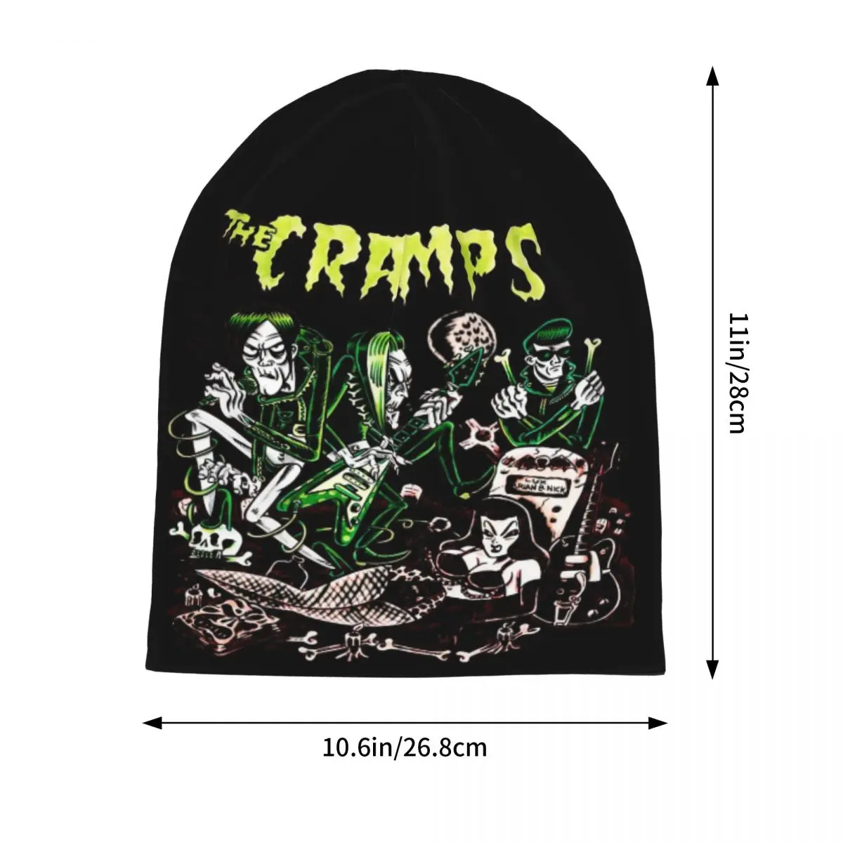 Men Women The Cramps Band Beanies Outfit Vintage Punk Rock Band Bonnet Knitting Hats Popular Winter Warm Cap Birthday Gifts Idea