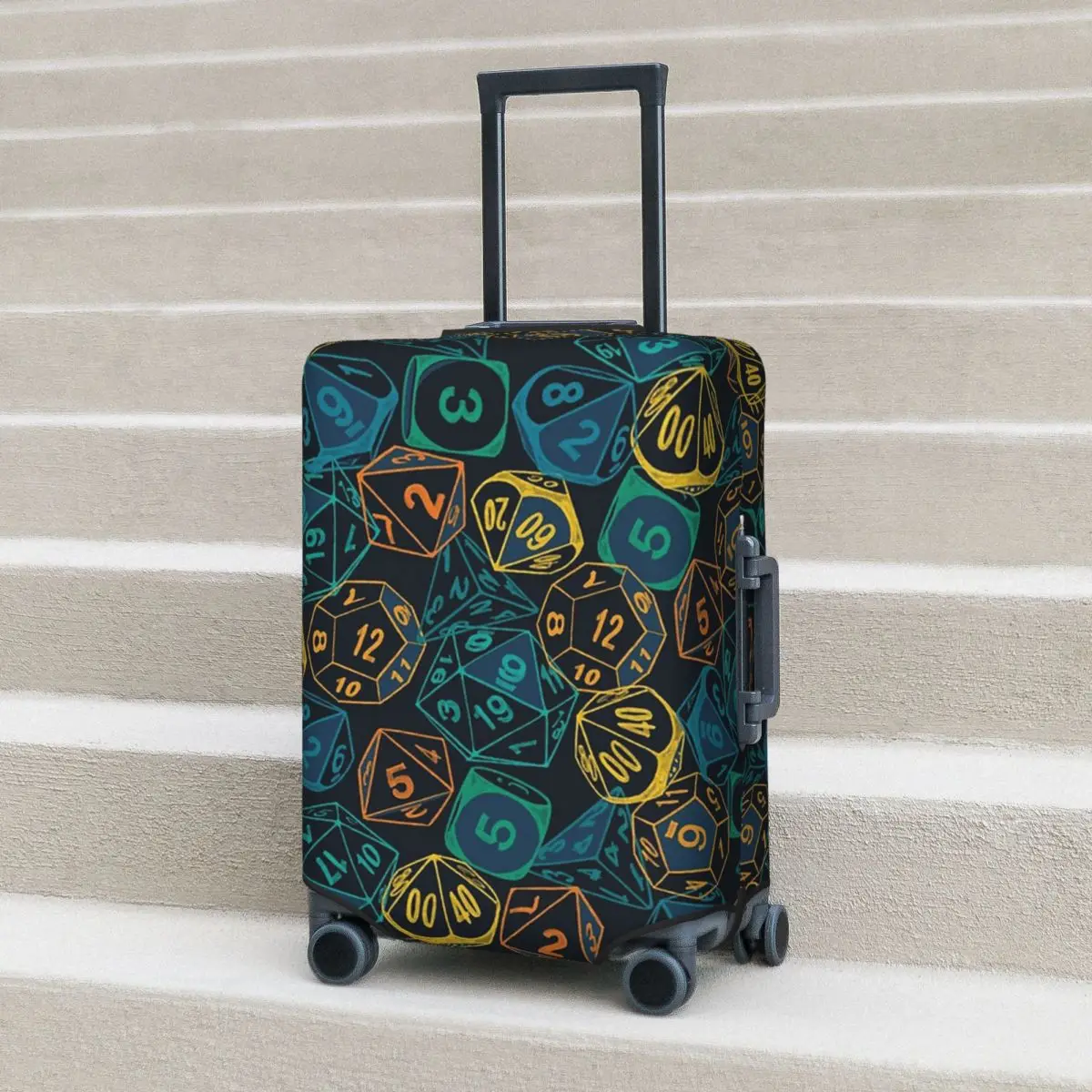 

RPG Dice Teal Cluster Suitcase Cover Protection Elastic Travel Luggage Protector Covers for 18-32 Inch