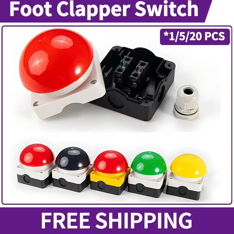 

1/5/20 Pcs Waterproof Large Mushroom Head Button Hand Tap Foot Switch Self Reset Start Emergency Stop And Self-locking Switch