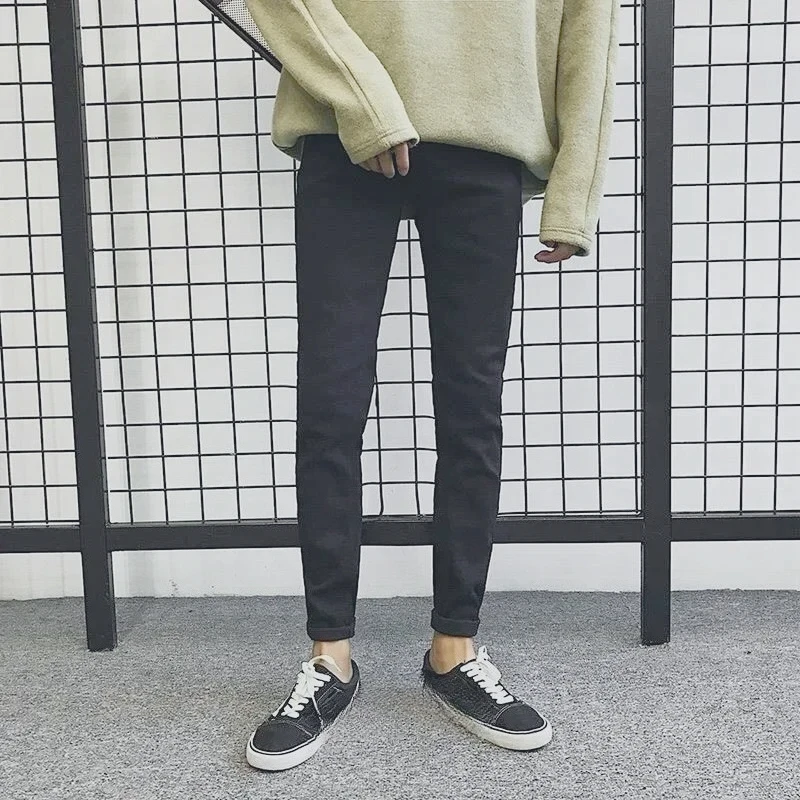 Open-Crotch Pants Dark Blue Cropped Jeans Men's Korean-Style Invisible Zipper Crotch Full-Open Type Women Jeans  Flare Jeans