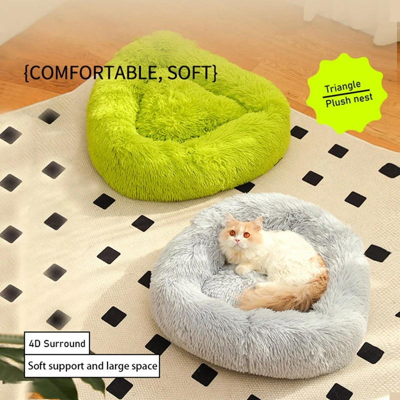 

Pet Cat Nest Soft Long Plush Warm Nest For Pet Dog House Bed Super Soft Triangle Nest Shape Shape Bed Pet Supplies