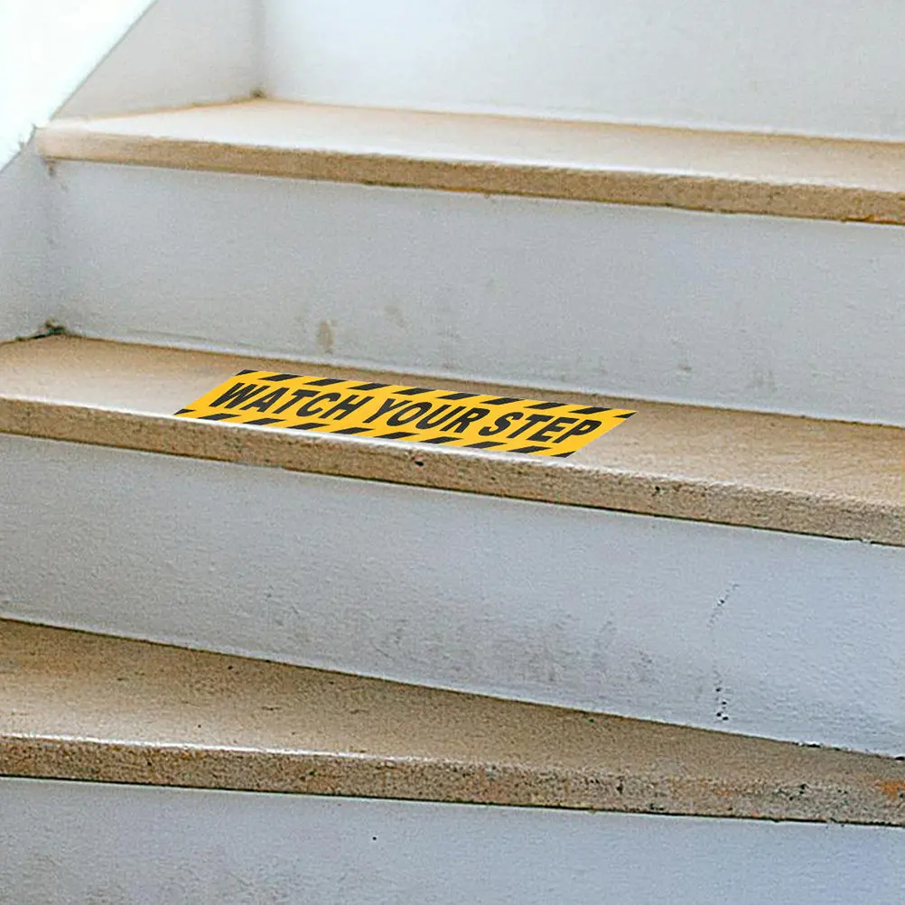 

4Pcs Watch Your Step Anti Slip Sticker Self Adhesive Safety Floor Decal High Traffic Area Slip Prevention Stair Grip Tape