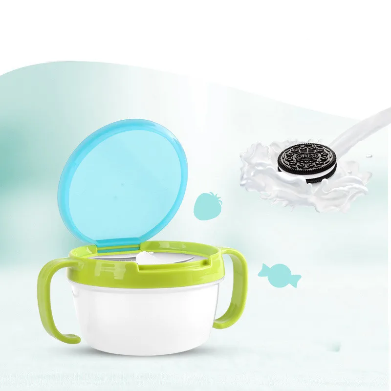 Baby Snacks Bowl Children Kids Food Storage Dishes Anti Spill 360 Rotate Baby Solid Feeding Plate Tableware Baby Feeding Stuff