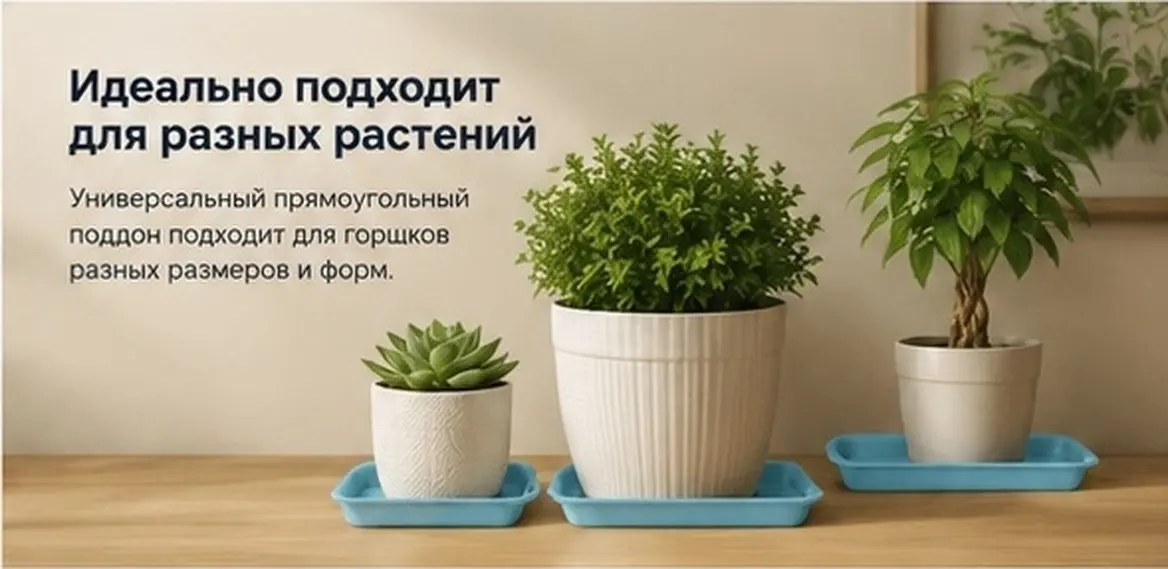 2Pcs Thickened Plastic Planter Tray Rectangular Flower Pot Saucer Indoor Plant Drainage Tray Waterproof Floor Protector for Home