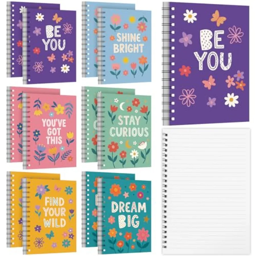 

Gueevin 12 Pack Motivational Spiral Notebooks Bulk A5 Lined Floral Inspirational Journal with 50 Sheets Aesthetic Positive Affi
