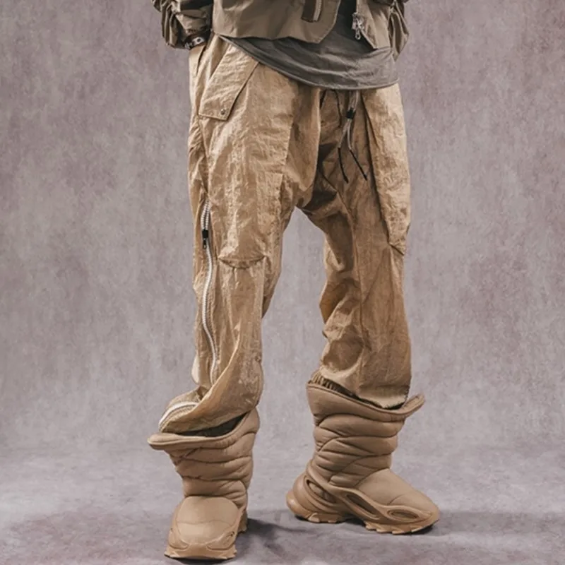 

Wasteland Techwear Style Do Old Wash Design Leg Zipper Pants Sport Slacks