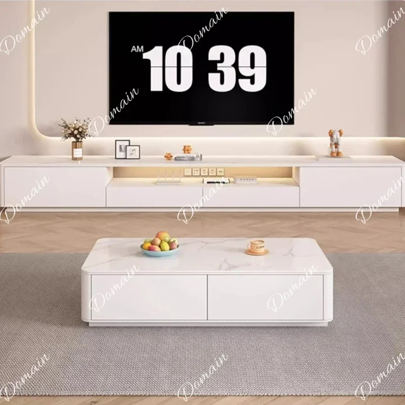 46 B 180 200 220 240cm Cream Style Wooden Tv Stand Ground Mounted Rock Panel TV Cabinet Minimalist Meuble Tv Living Room Furnitu