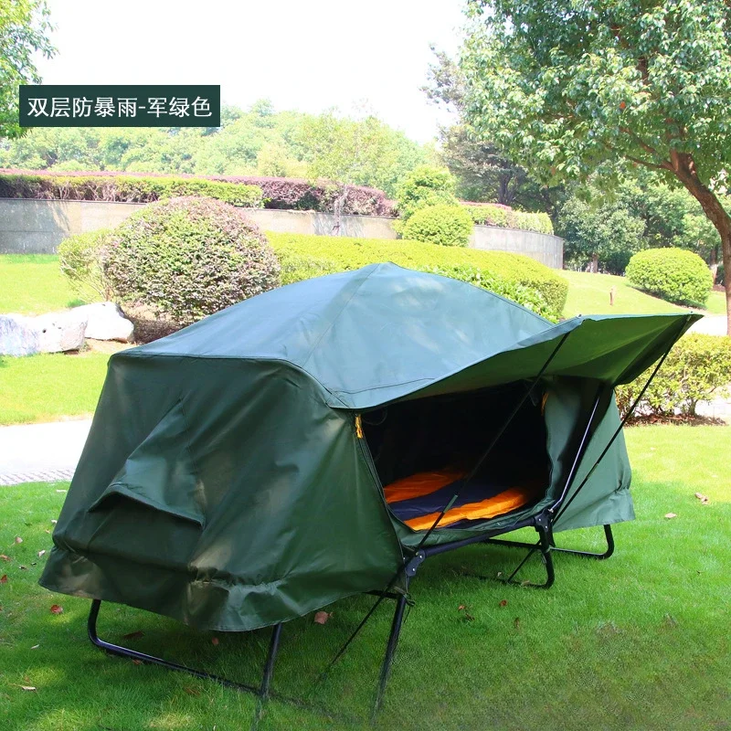 Outdoor Thickened Oxford Cloth Warm Ground Shelter Outdoor Single Double Layer Rainproof Double Camping Fishing Tent