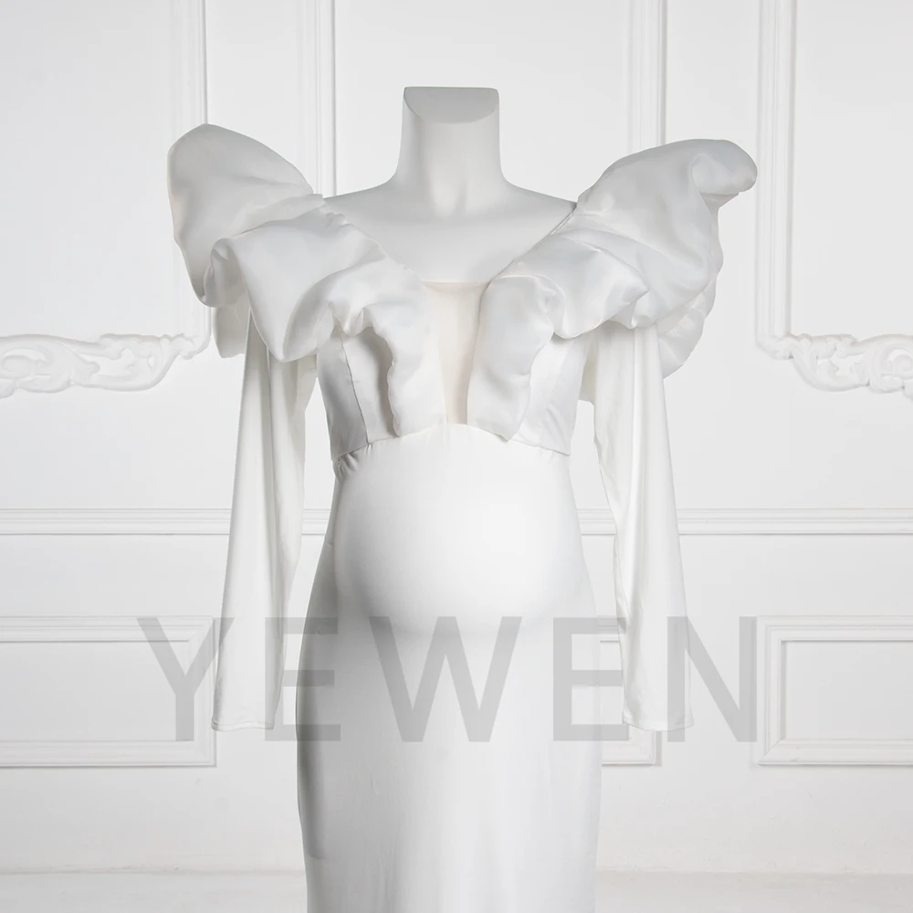 V Neck Maternity Photoshoot Dresses Long Sleeve Mermaid Photography Dresses for Baby Shower Pregnancy Photoshoot Outfit YW251002