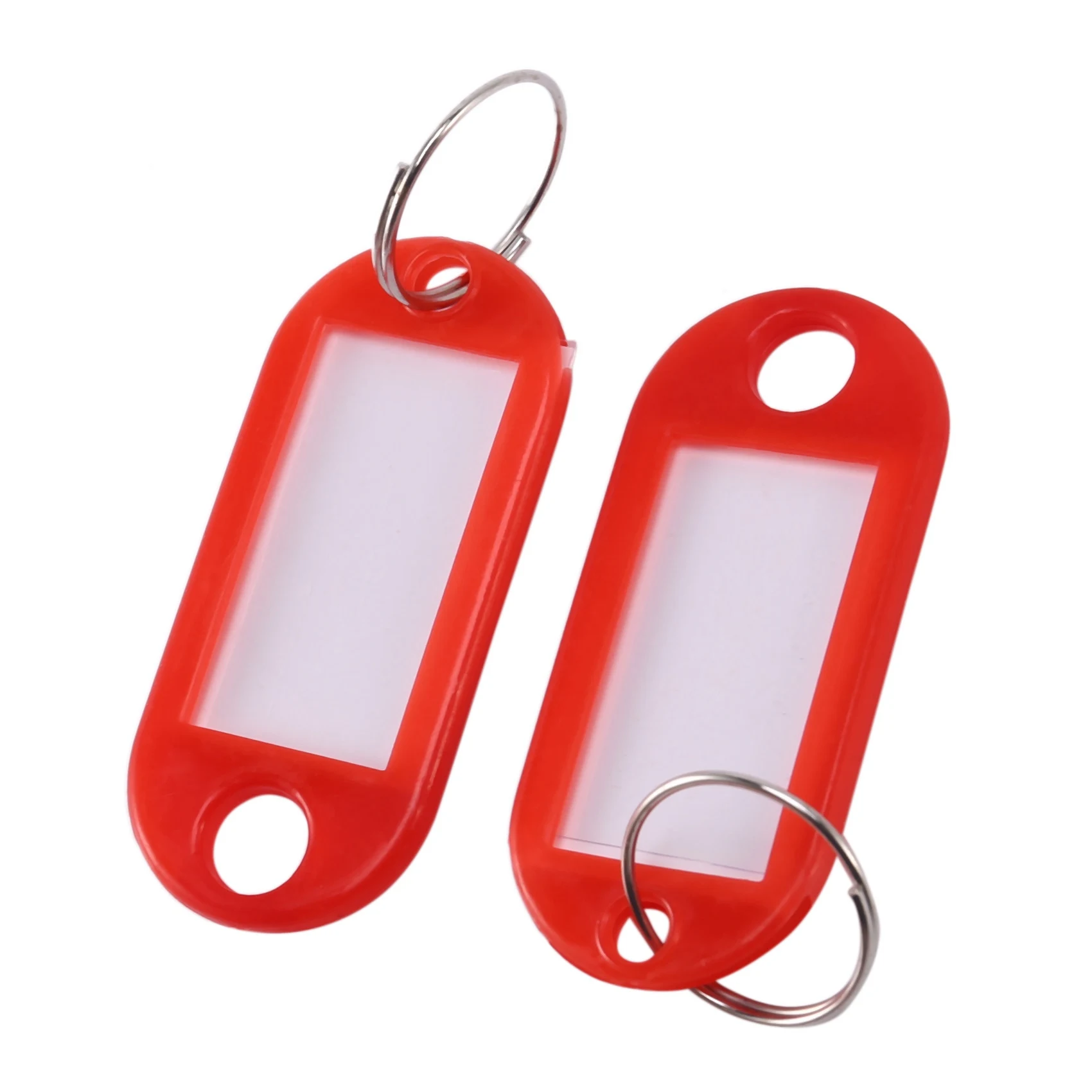 20 Pcs Assorted Key ID Label Tags Split Ring Keyring Keychain (Red).