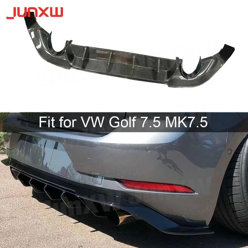 

Carbon Fiber Rear Lip Diffuser Spoiler for VW Golf 7.5 MK7.5 Standard GTI 2017 2018 2019 FRP Kits Double Exhaust single Outlet