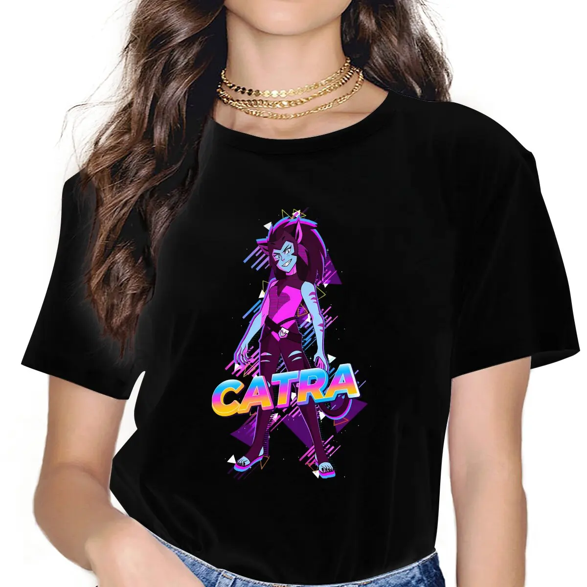 Catra Women TShirt She-Ra Princess of Power Girls Y2k Graphic Tops O-neck Polyester Female T Shirt Humor Gift