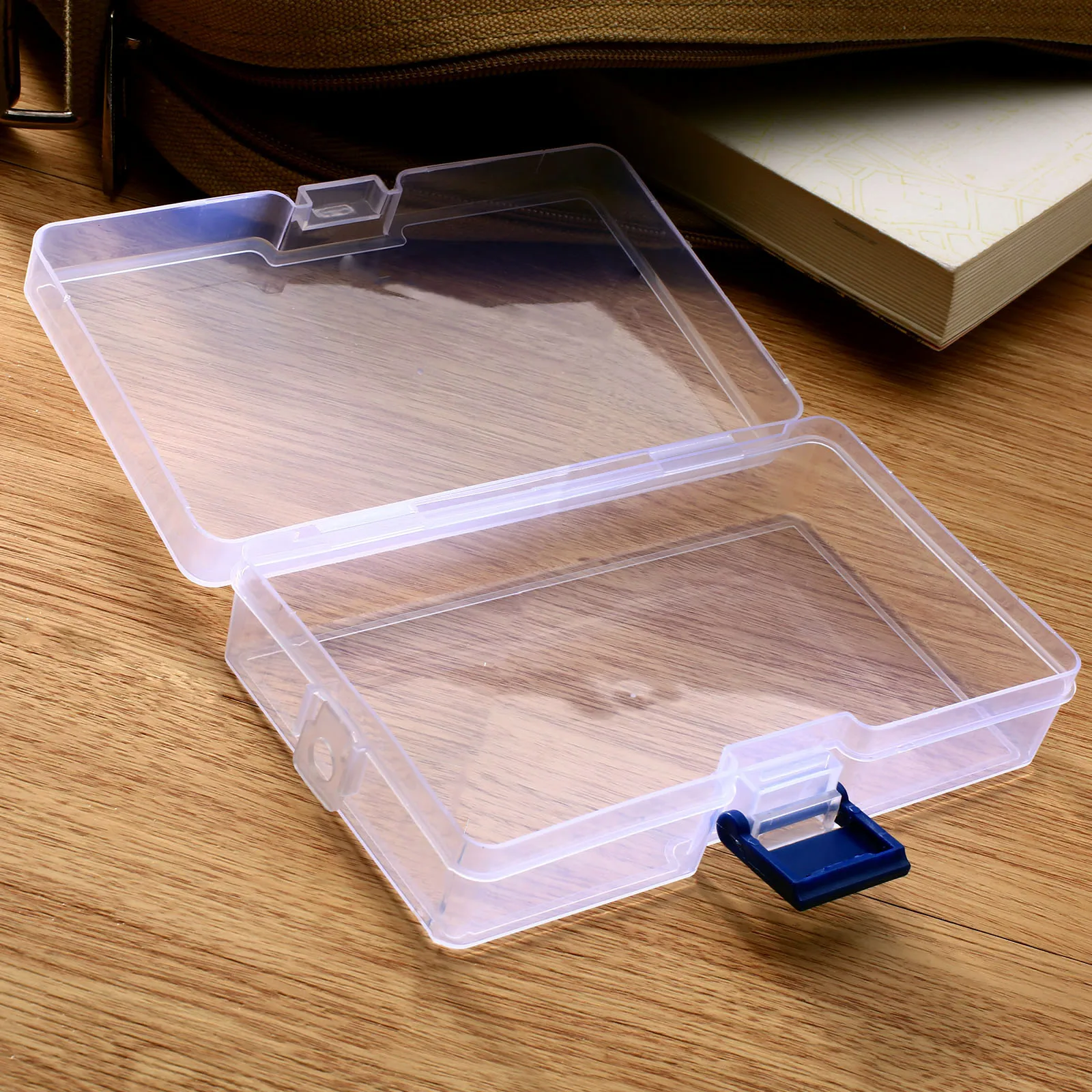 1pc Clear Plastic Storage Box Lock Case for Cosmetics Jewelry Collection Cassette Cover Home Storage Organization  145*85*35mm