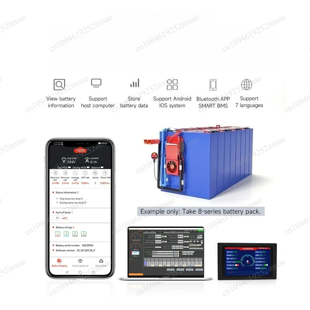 High Current Smart Battery Management Board Wifi Parallel Function Lithium Cell Protection Module