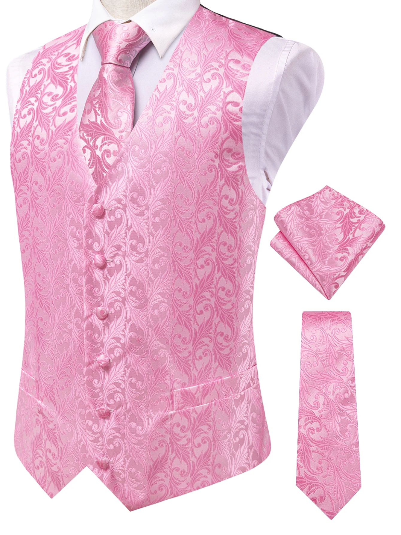 Men Pink Tie Handkerchief Thre - Men Formal Wear Pink review and price