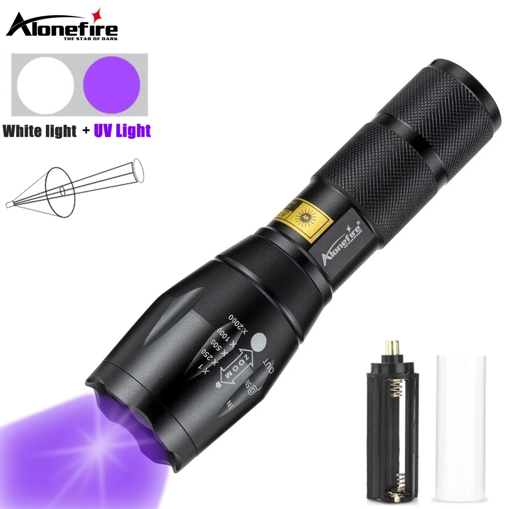 Zoom 2w1 UV 365/395nm + światło białe latarka oświetleniowa niewidoczny marker atramentowy kot pies mocz skorpion pieniądze ruda kontrola wycieku lampa