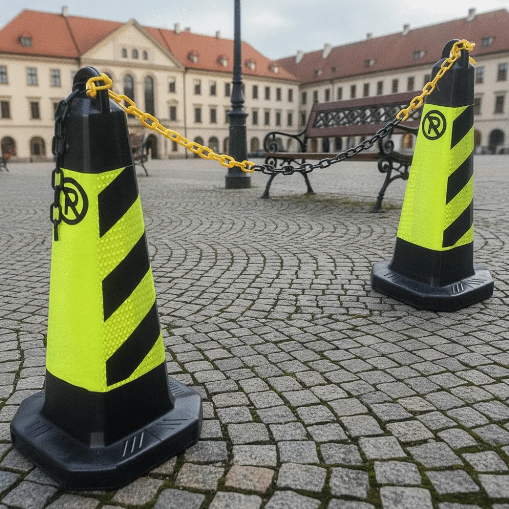 5m Security Barrier Chain 6mm/8mm/10mm Black and Yellow Crowd Control Barrier Red and White Plastic Traffic Chain Barrier Link