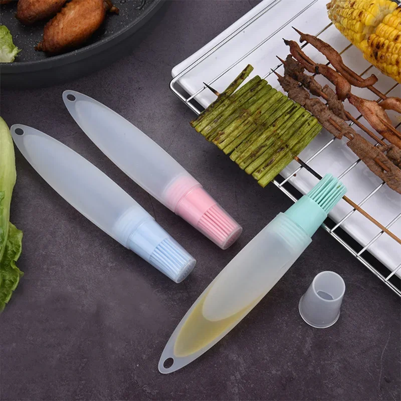 BBQ Oil Bottle Basting Brush Kitchen Cooking Baking Barbecue Pancake Camping Portable Seasoning Sauce Container Dispenser