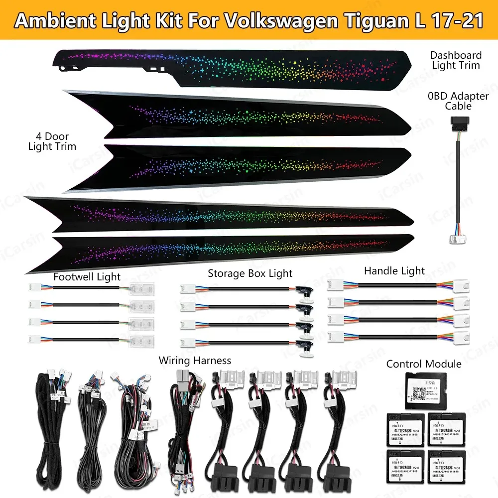 

Dynamic Star Ambient Light for VW Tiguan Allspace 2017-2021 Screen Control Interior Lighting Upgrade Accessories