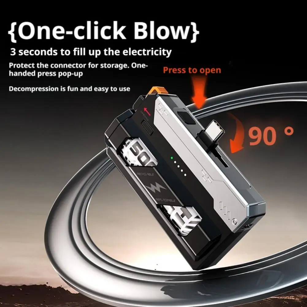 Replaceable Battery Capsule Power Bank Tail Plug Fast Charging Portable Detachable Tactical Mecha-type Mobile Power Supply