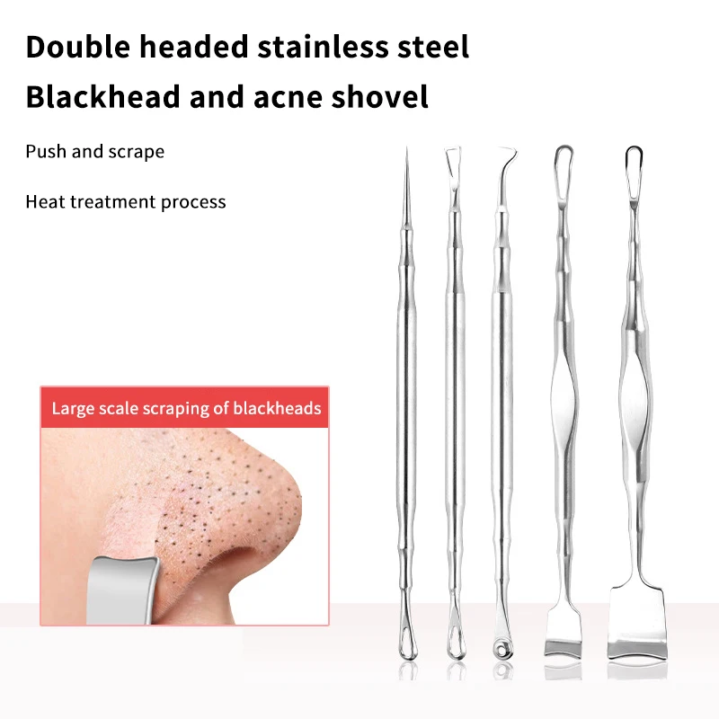 Super Pointed เข็มสิว Blackhead Removal ปิดสิวบีบ Blackhead Shovel Push Nose Remover Face Care เครื่องมือความงาม