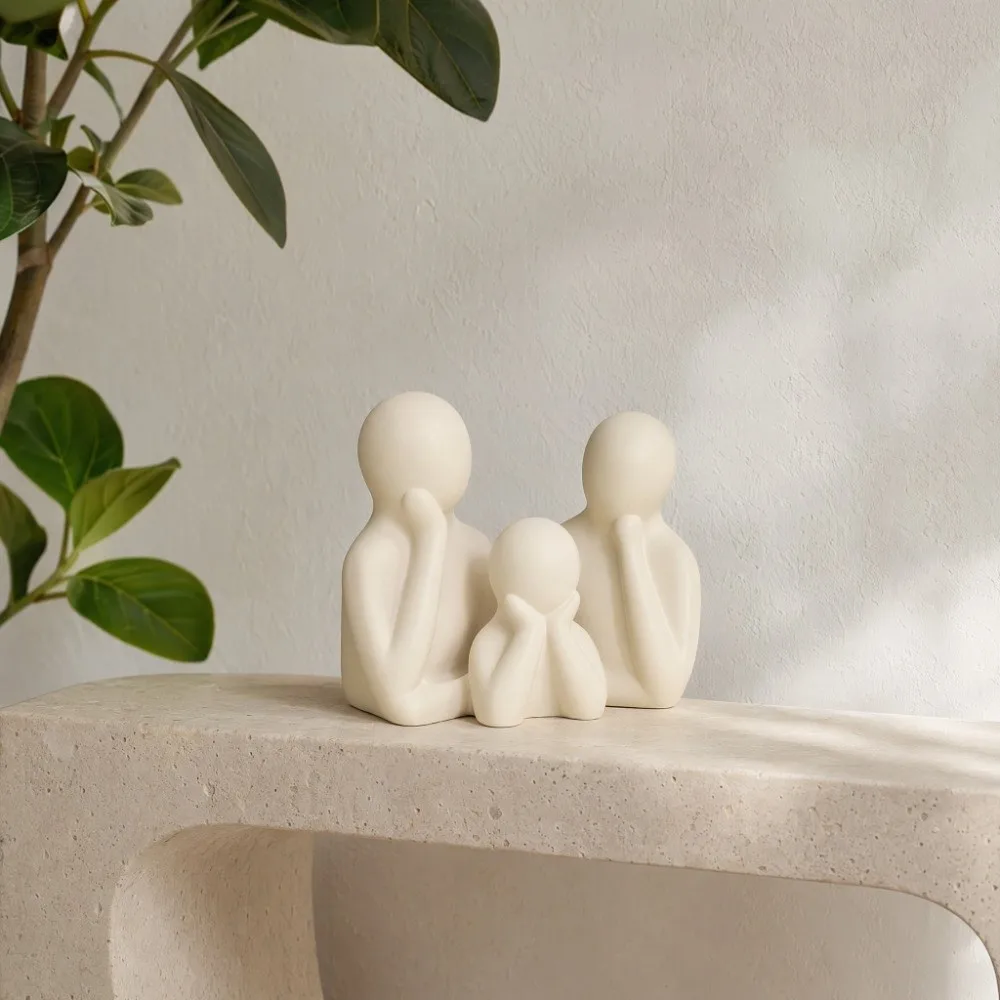 Couple Embracing Sculpture Abstract Family Sculpture 3D Printed Plastic Minimalist Figure Statue Unique Modern