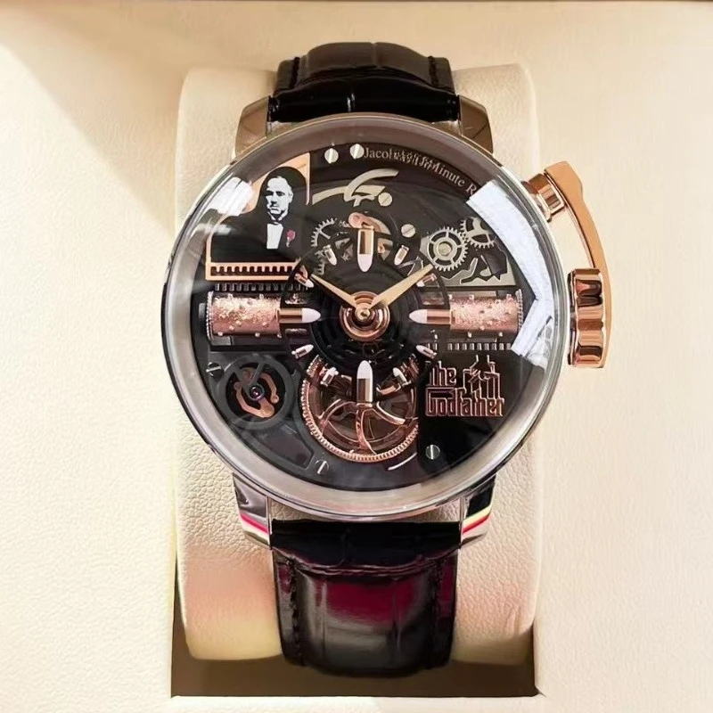 Reloj mecánico Tourbillon para hombre de la serie Godfather, reloj de edición limitada de precisión de alta gama, resistente al agua hasta 50 aniversario