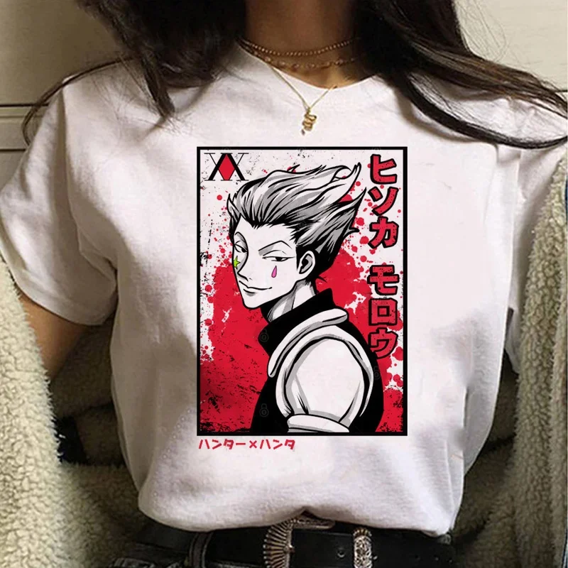 HISOKA MOROW Print T-shirt Ladies Kawaii Summer Top Cartoon Tshirt Popular Anime Hunter X Hunter Tshirt Harajuku Women\'s T-shirt