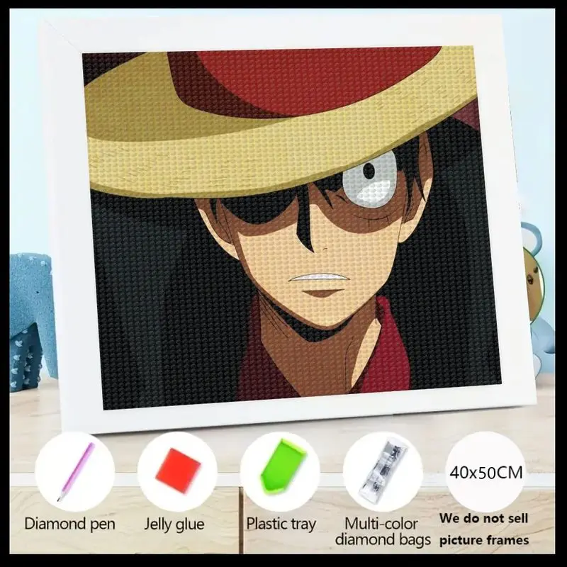 

1 шт. One Piece Monkey D. Luffy 5D Набор для алмазной живописи, полная дрель DIY Аниме Манга Художественный набор 40x50 см, Кристалл Горный хрусталь Gem Painti