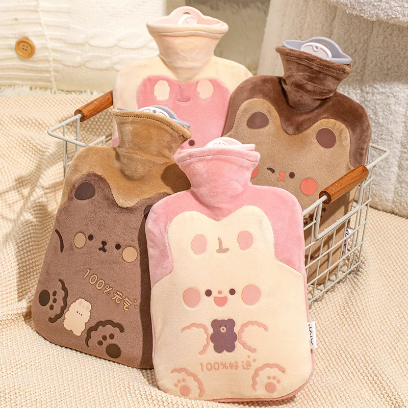 500ml Hot Water Bag Girls Cartoon Plush Hot Water Bottle Hand Warmer Kawaii Reusable Water Bag Home Dormitory Outdoor Winter Gif