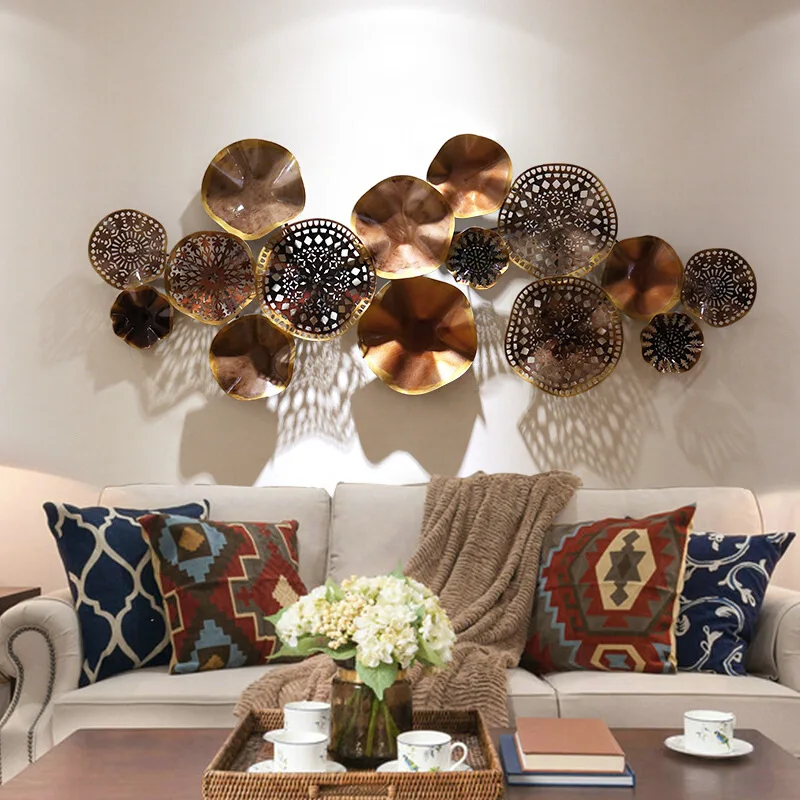 entrance three-dimensional wrought iron three-dimensional wall decoration creative retro living room sofa background wall