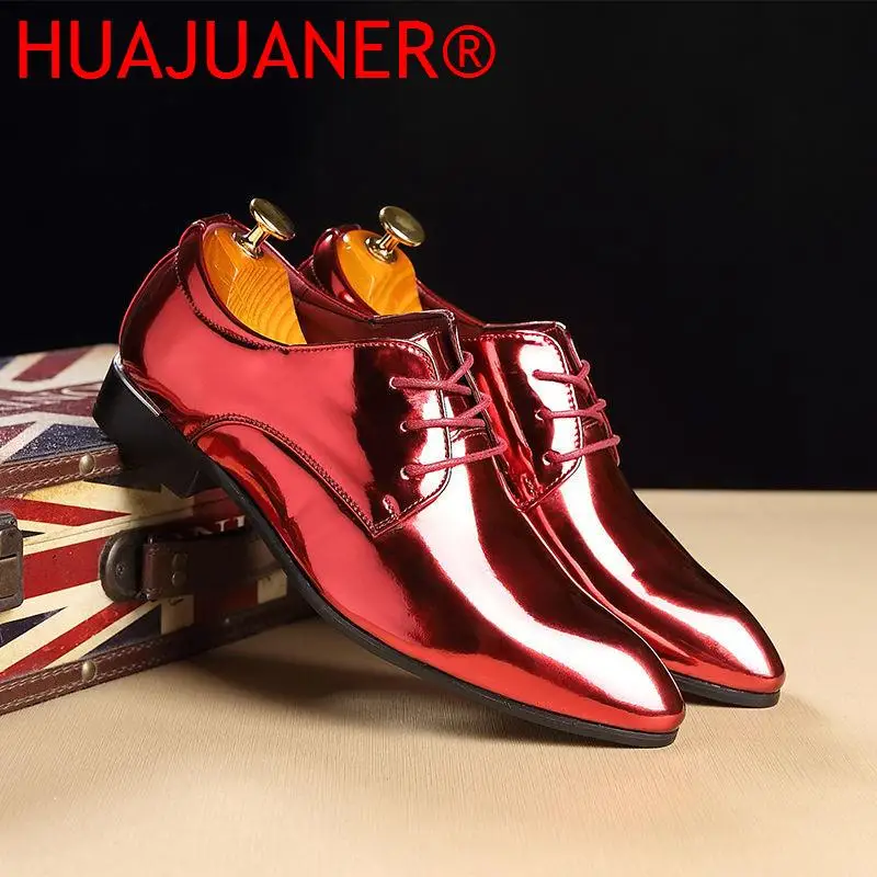 Autumn 2025 Fashion Groom Wedding Shoes Italian Style Mens Dress Shoes Pointed Toe Casual Business Patent Leather Dress Shoe Man