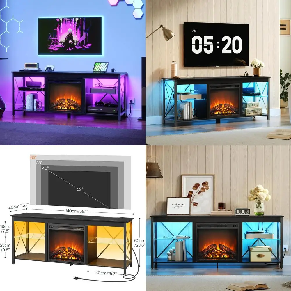 مركز ترفيه مع مدفأة ومحطة شحن لأجهزة التلفاز حتى 65 #1