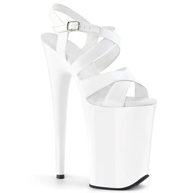 

Zapatos Mujer Buckle Fetish Sandals 26cm Thin Heels Pumps Platform Woman Walking Show Artifact Model High-heeled Shoes