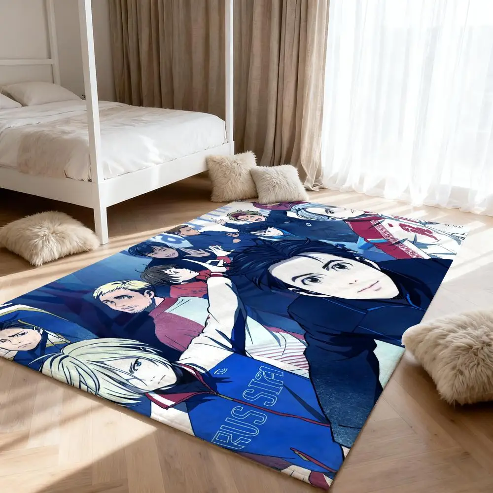 

Y-Yuri On IceS Anime Floor Mat Soft Thickened Absorbent Non-Slip Bedroom Living Room Door Mat Home Decor Flannel Rugs