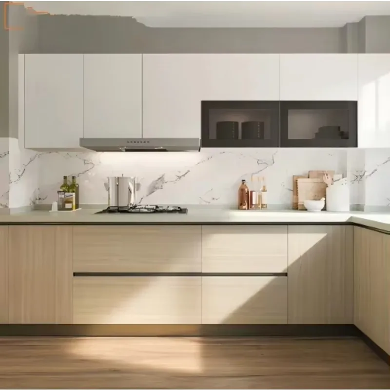 작은 주방 캐비닛 세트 싱크대&수도꼭지 포함 멜라민 주방 캐비닛 공급업체 무광 래커 모던 주방 캐비닛